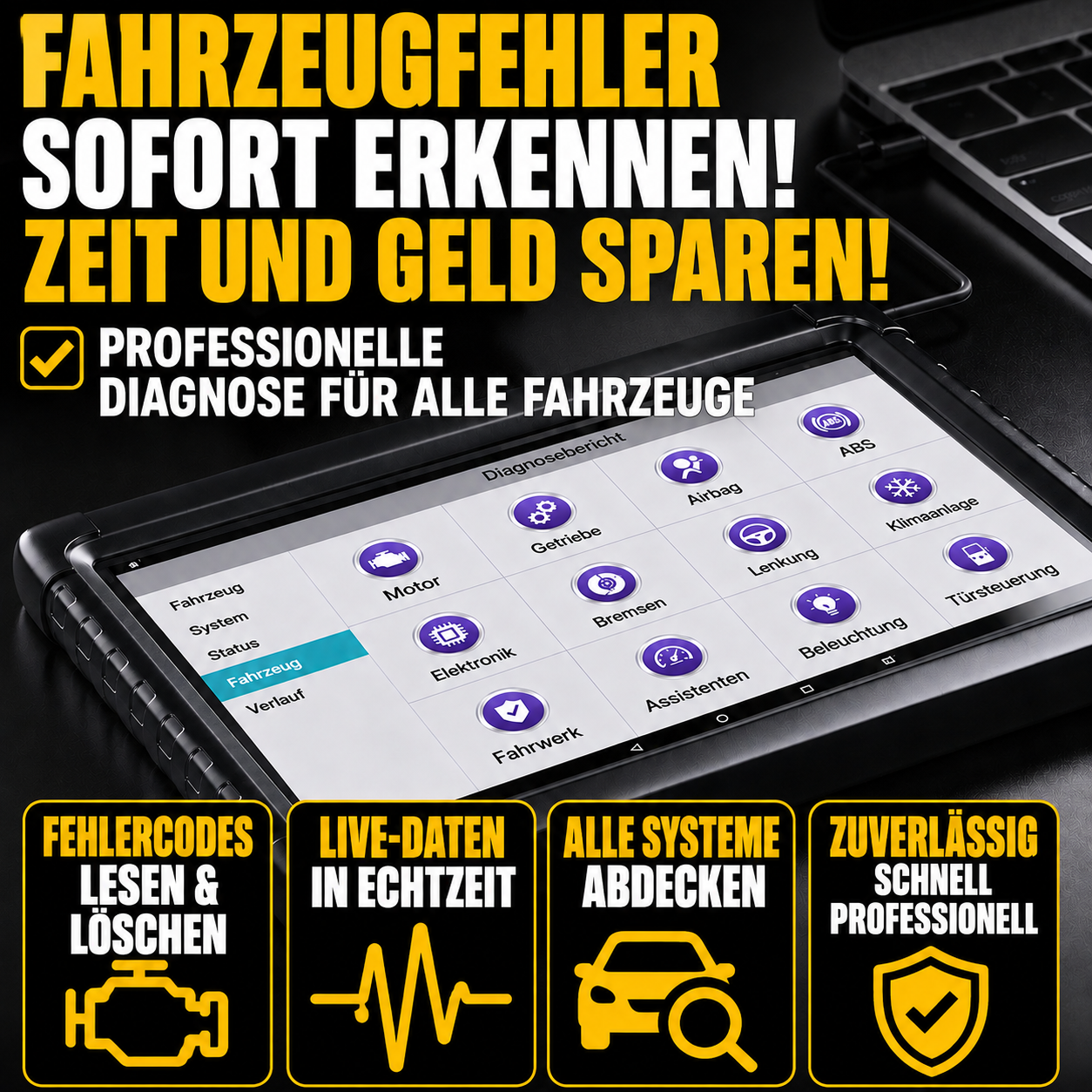 Professionelles 10,1″ OBD2-Diagnosegerät mit Bluetooth